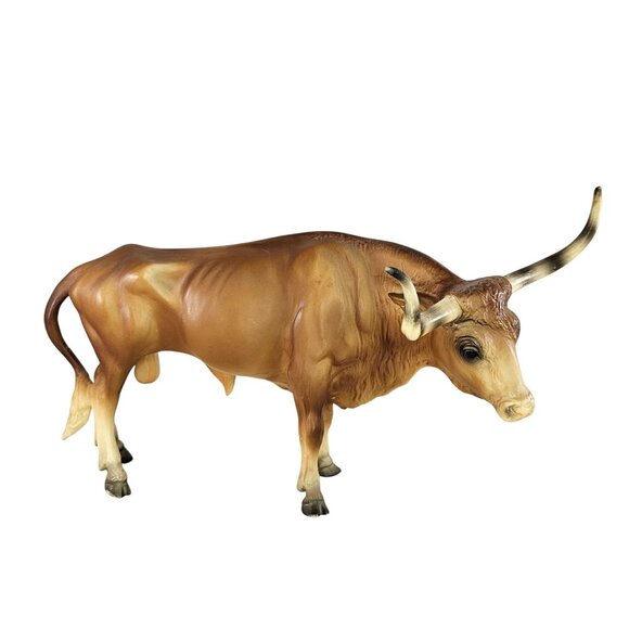 Breyer Texas Longhorn Bull Cow #75 Black Eye Shading - Picture 1 of 16